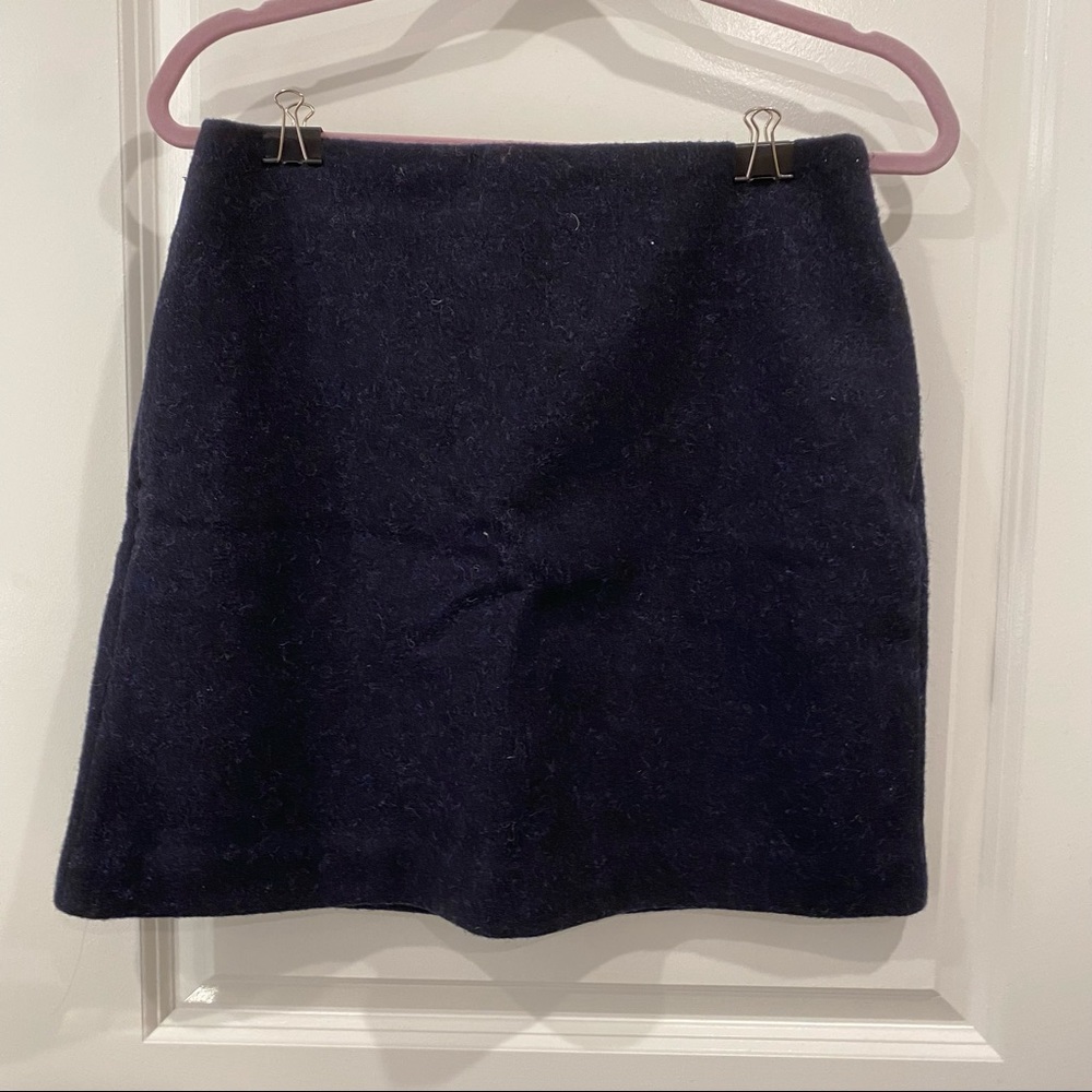 Uniqlo Wool Pencil Mini Skirt - Navy Blue - Size 4